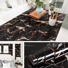 Load image into Gallery viewer, Livelynine Countertop Contact Paper Black Marble Wallpaper Peel and Stick Wall Paper Self Adhesive Paper for Furniture Desk Table Kitchen Counter Top Covers Removable Waterproof 15.8x78.8 Inches