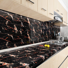 Load image into Gallery viewer, Livelynine Countertop Contact Paper Black Marble Wallpaper Peel and Stick Wall Paper Self Adhesive Paper for Furniture Desk Table Kitchen Counter Top Covers Removable Waterproof 15.8x78.8 Inches