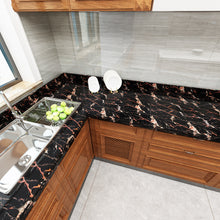 Load image into Gallery viewer, Livelynine Countertop Contact Paper Black Marble Wallpaper Peel and Stick Wall Paper Self Adhesive Paper for Furniture Desk Table Kitchen Counter Top Covers Removable Waterproof 15.8x78.8 Inches