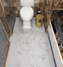 Load image into Gallery viewer, Livelynine Carrara Marble Peel and Stick Floor Tile Bathroom Waterproof Vinyl Flooring Peel and Stick On Floor Tile for Kitchen White Laminate Flooring Sheets Sticky Linoleum Tiles 12X12 Inch