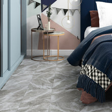 Load image into Gallery viewer, Livelynine Grey Stick on Floor Tile for Bathroom Flooring Peel and Stick Vinyl Tile Adhesive Stickers Waterproof Laminate Flooring Bedroom Basement Kitchen Linoleum Flooring Sheet Gray 12x12 in