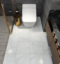 Load image into Gallery viewer, Livelynine White Peel and Stick Floor Tile Waterproof Vinyl Flooring Sheet Marble Stick On Flooring Tiles for Kitchen Basement Bedroom Bathroom Flooring Laminate Linoleum Removable 12X12Inch