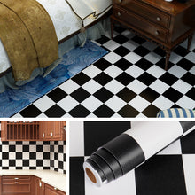 Load image into Gallery viewer, Livelynine Checkered Black and White Vinyl Flooring Roll Waterproof Peel and Stick Floor Tile for Bedroom Kitchen Backsplash Bathroom Floor Covering Peel and Stick Flooring Stickers