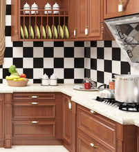 Load image into Gallery viewer, Livelynine Checkered Black and White Vinyl Flooring Roll Waterproof Peel and Stick Floor Tile for Bedroom Kitchen Backsplash Bathroom Floor Covering Peel and Stick Flooring Stickers