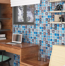 Load image into Gallery viewer, Livelynine Waterproof Wallpaper for Bathroom Shower Wall Decorative Contact Paper Self Adhesive for Furniture Stickers Kitchen Backsplash Tiles Peel and Stick Counter Removable Blue Mosaic