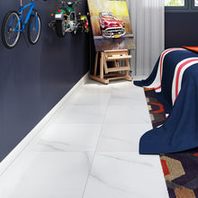 Load image into Gallery viewer, Livelynine Peel and Stick Floor Tile Stickers Waterproof Vinyl Flooring White Marble Vinyl Tiles for Kitchen Bedroom White Laminate Flooring Bathroom Linoleum Flooring Sheet Adhesive 12X12 Inch