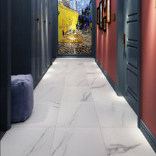 Load image into Gallery viewer, Livelynine Peel and Stick Floor Tile Stickers Waterproof Vinyl Flooring White Marble Vinyl Tiles for Kitchen Bedroom White Laminate Flooring Bathroom Linoleum Flooring Sheet Adhesive 12X12 Inch