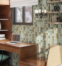 Load image into Gallery viewer, Livelynine Vinyl Bathroom Wallpaper Peel and Stick Blacksplash for Kitchen Wall Paper Waterproof Contact Paper for Walls Floors Self Adhesive Vinyl Mosaic Tiles Wall Sticker