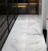 Load image into Gallery viewer, Livelynine White Peel and Stick Floor Tile Marble 12X12 Inch Waterproof Vinyl Floor Tile Stickers Peel and Stick Vinyl Flooring Sheet Kitchen Flooring Bedroom Bathroom Laminate Flooring Tiles