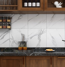 Load image into Gallery viewer, Livelynine White Peel and Stick Floor Tile Marble 12X12 Inch Waterproof Vinyl Floor Tile Stickers Peel and Stick Vinyl Flooring Sheet Kitchen Flooring Bedroom Bathroom Laminate Flooring Tiles