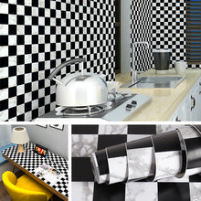 Load image into Gallery viewer, Livelynine Checkered Wallpaper Peel and Stick Bathroom Backsplash Wall Decor Adhesive Shelf Liners Black and White Checkered Paper Checkerboard Wallpaper