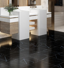 Load image into Gallery viewer, Livelynine Peel and Stick Floor Tile 12X12 Inch Adhesive Vinyl Flooring Black Marble Tile Sticker Waterproof Flooring for Rentals Home Kitchen Bedroom Bathroom Flooring Laminate Linoleum Tiles