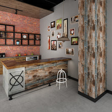 Load image into Gallery viewer, Livelynine Shiplap Peel and Stick Wallpaper Wood Planks Distressed Wood Wall Paper Roll Self Adhesive Contact Paper Decorative Furniture Cabinets Counter Removable Bulletin Board Paper