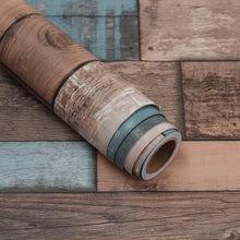 Load image into Gallery viewer, Livelynine Teal Wood Wallpaper Stick and Peel Shiplap Wall Paper Self Adhesive Wood Contact Paper Decorative Shiplap Bulletin Board Paper Vintage Removable Waterproof