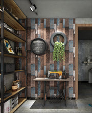 Load image into Gallery viewer, Livelynine Teal Wood Wallpaper Stick and Peel Shiplap Wall Paper Self Adhesive Wood Contact Paper Decorative Shiplap Bulletin Board Paper Vintage Removable Waterproof