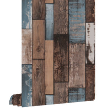 Load image into Gallery viewer, Livelynine Teal Wood Wallpaper Stick and Peel Shiplap Wall Paper Self Adhesive Wood Contact Paper Decorative Shiplap Bulletin Board Paper Vintage Removable Waterproof