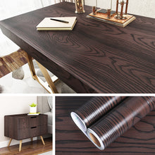 Load image into Gallery viewer, Livelynine Peel and Stick Wallpaper Wood for Cabinets Self Adhesive Shelf Liners Brown Wood Wallpaper Stick and Peel Wood Paper Kitchen Desk Old Furnitures Decor Removable Waterproof 15.8x78.8 Inches