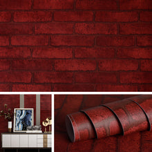 Load image into Gallery viewer, Livelynine Red Contact Paper Brick Wallpaper Peel and Stick Backsplash Brick Wall Decorations Stone Wall Paper Decorative Vinyl Adhesive Paper Brick Wall Sticker