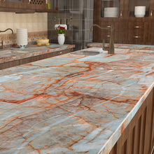 Load image into Gallery viewer, Livelynine Peel and Stick Blue Wallpaper Marble Contact Paper Peel and Stick Countertops Kitchen Table Top Cover Bedroom Desk Bathroom Vinyl Marble Countertop Sticker Waterproof