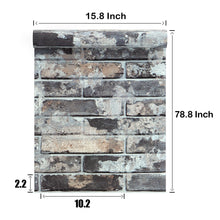 Load image into Gallery viewer, Livelynine 3D Peel and Stick Brick Wallpaper Roll Grey Wall Paper Sticker Pull and Stick for Bedroom Walls Bathroom Kitchen Living Room Fireplace Brick Backsplash Decorative Wall