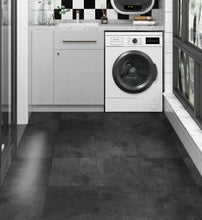 Load image into Gallery viewer, Livelynine Charcoal Peel and Stick Floor Tile Bathroom Flooring Grey Vinyl Flooring Waterproof Laminate Flooring Peel and Stick On Floor Tiles for Kitchen Basement Sticky Covering 12X12 in