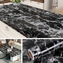 Load image into Gallery viewer, Livelynine Wide Black Marble Contact Paper for Countertops Waterproof Granite Countertop Peel and Stick Kitchen Wallpaper Adhesive Paper for Furniture Desk Counter Removable Waterproof