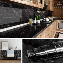 Load image into Gallery viewer, Livelynine Black Marble Wall Paper for Kitchen Counter Top Covers Peel and Stick Wallpaper Bathroom Granite Contact Paper for Countertops Desk Table Cover Old Furniture Sticker
