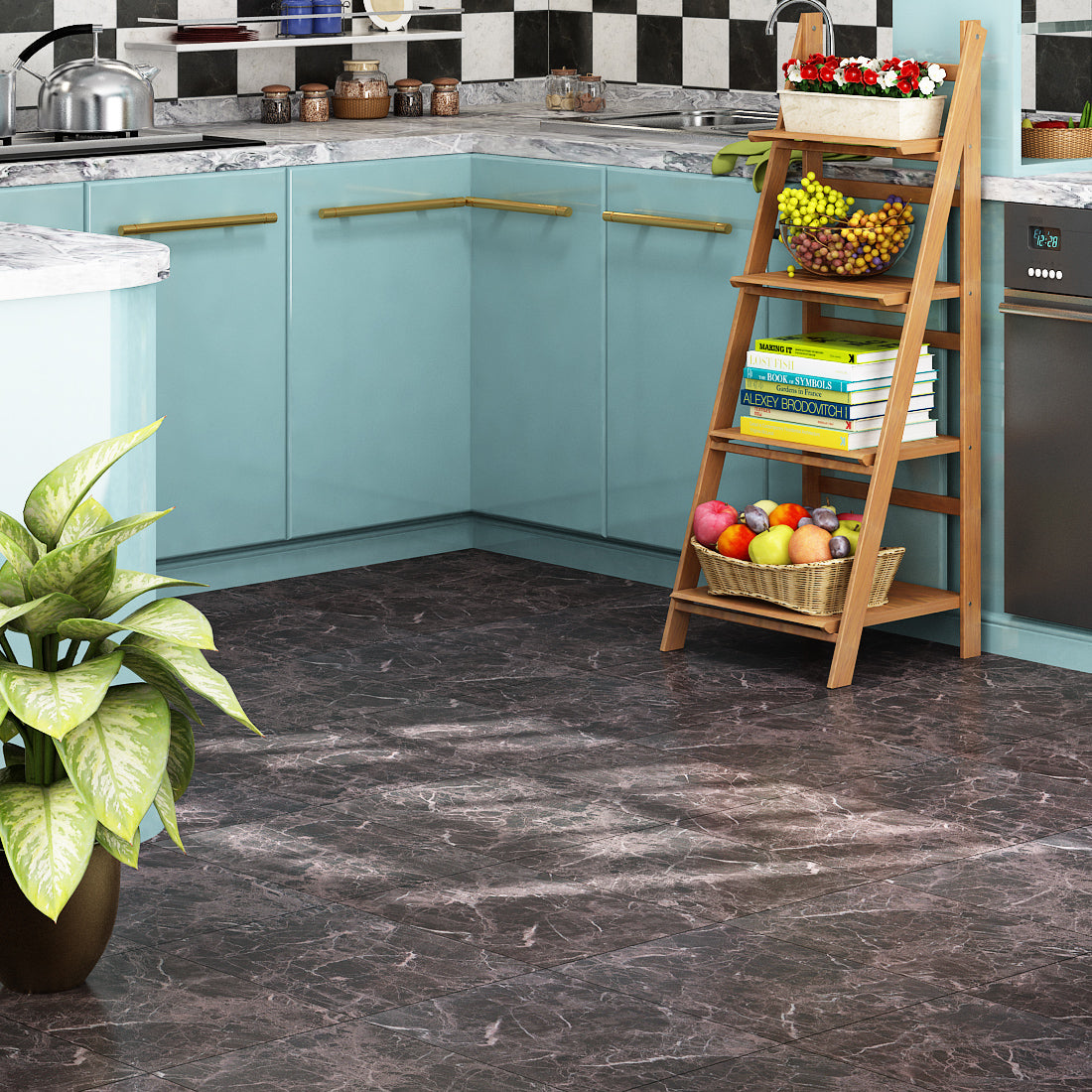 thumbnail image 2 of Floor Tiles Peel And Stick Waterproof 3D Thick Marble Tile Floor Sticker PVC Waterproof Self-adhesive Living Room Toilet Kitchen Home Floor Decor Wall Sticker Kitchen Adhesive Modern Floor & Wall Tiles 2 of 9