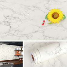 Load image into Gallery viewer, Livelynine Grey White Marble Contact Paper for Countertops Waterproof Wallpaper for Kitchen Countertop Peel and Stick Contact Paper for Dressers Desk Table Counter Top Laminant Stick Covers
